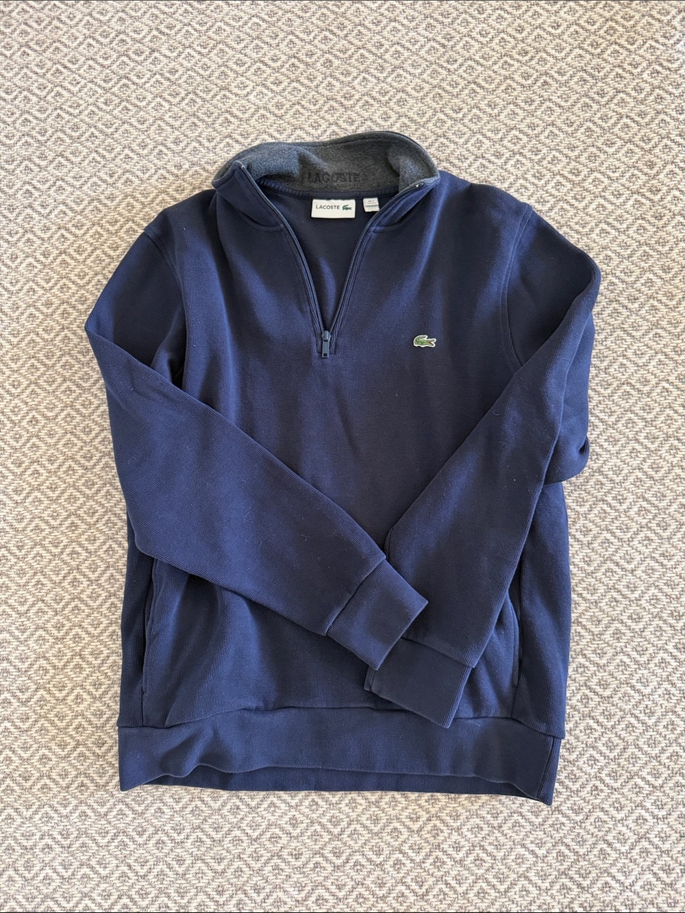Lacoste Men's Navy Quarter-Zip Pullover Sweater